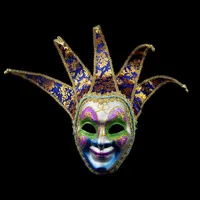 Hot Novelty Party Jester / Jolly Venetian Halloween Mask Venetian Masquerade Mask Färgmålning Full Face Mask Kostym Party Supplies
