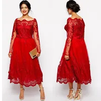 Oszałamiająca czerwona plus size sukienki wieczorowe rękawy Square dekolt koronki Appliqued A-Line Prom Suknie Tulle Długość Długość Suknia