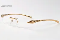 2018 Vintage Designer Sonnenbrille für Männer Frauen randlose Büffelhorn Brille Gold Leopard Rahmen Günstige Sonnenbrille Damen Brillen mit Box