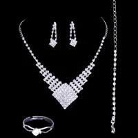 Mode 2018 ensembles de bijoux de mariée strass accessoires de mariée collier boucles d'oreilles anneaux accessoires de mariage de luxe vente chaude