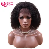 Mongolian Afro Kinky Curly Wig Lace Front Vrigin Human Hair Wigs Natural Line med Baby Hair För Black Women Dreaming Queen