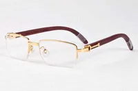 Novos óculos de sol de moda esporte para homens búfalo chifre óculos ouro e prata moldura meio quadro óculos multicolorido de madeira gafas