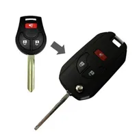 New Flip Folding Keyless Entry Remote 3 Buttons Car Key Shell Case for Nissan Juke Cube Rogue Replacement Key Case Fob
