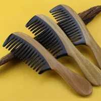 Skägg hår brett tandhorn trä stora kammar borstar hårtorkvård styling lockigt detangling tillbehörsverktyg anti mjäll Hairloss med vaxolja palm hårklippsalong
