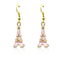 Fashion Bohemian Style Charms Earrings Stainless Steel Hooks Dangle Enamel Eiffel Tower Earrings For Women Jewelry