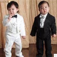 طفل رضيع خمس قطع ملابس مجموعة الأطفال سهرة الاطفال البدلة الزفاف الرسمي طفل الفتيان الحلل الدعاوى أسود أبيض 1-4T