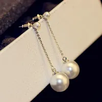 Koreanische Perle Ohrringe Elegante Kristall Lange Ohrringe Top Qualität Mode Tropfen Baumeln Ohrringe für Frauen Hochzeit Kostüm Schmuck