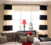 Toptan-TEK PARÇA SADECE pamuk siyah ve beyaz yatay şerit perde oturma odası perdesi modern stil perde için iyi