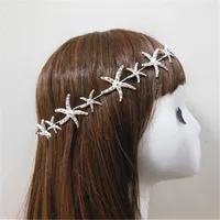 Starfish Headband Hairband Wedding Bridal Crystal Rhinestone Headpiece Akcesoria Do Włosów Korona Tiara Biżuteria Strzelona Pins Hair Pins Plaża