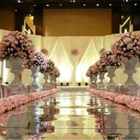 10m per parti 1m bred shine silver spegel mattan gången löpare för romantiska bröllop favoriserar fest dekoration gratis frakt
