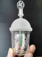 Super cute Mini Starbucks Cup 10mm joint Glass bong! Dabuccino Style Inspired Starbucks Themed Concentrate Cup Rig water pipes functional