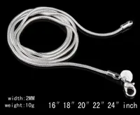 100st 2mm 925 Sterling Silver Snake Chain Halsband 16 18 20 22 24 tums Kedjor Designer Halsband DIY Tillbehör Billiga Pris