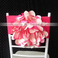 Hot Pink Taffetas 35cm Dia Fabriqué À La Main Grande Fleur Lycra Chiavari Chaise Band 100 PCS Avec Livraison Gratuite