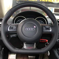 Case dla Audi TT Kierownica Obejmuje Oryginalne Skórzane DIY Ręcznie stearowe Obejmuje Styling Czarny Skórzany Car Styling