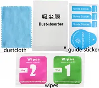 Temizleme Giysileri Islak ve Kuru 2 1 Mendil için Toz Emici Kılavuz Sticker Cep Telefonu LCD Temperli Cam Ekran Koruyucu Alkol Temizleme