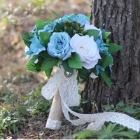 Eye fängt Bridal Bouquets European Style Hochzeitsblumen Neue Ankunft 2017 Fee Blaue und weiße Blumen