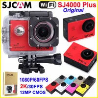 オリジナルSJCAM SJ4000プラスwifiアクションカメラ2K 30fpsレコードジャイロ12mp 1080pフルHD防水スポーツカメラSJ4000 +ヘルメットアクションビデオDV