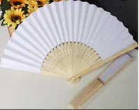 DHL verzending in voorraad 2016 Hot Selling White Bridal Fans Hollow Bamboo Handvat Bruiloft Accessoires Fans Parasols Gratis verzending