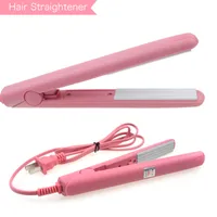 Wholesale-Mini Curls Hair Straightener Iron Pink Ceramic Electronic Chapinha Nano Titanium Straightening Corrugated Curling Styling Tools