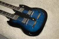 Hurtownie - Blue Classic Double Neck 1275 Custom Electric Guitar 6 Strings i 12 ciąży Darmowa Wysyłka A11189