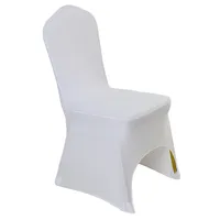 100 ADET Evrensel Beyaz Polyester Spandex Düğün Sandalye Düğün Ziyafet Katlanır Otel Dekorasyon Dekor için Kapakları Toptan