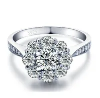 Top qualità Argento 925 anello di cerimonia nuziale del partito Anelli con zirconi oro bianco anello Fit Suit gioielleria Anelli Donne