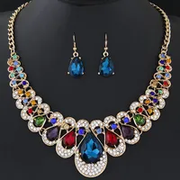 2020 Zestawy Biżuterii Dla Kobiet Fine African Koraliki Pozłacane Bridal Crystal Wisiorki Naszyjnik Kolczyki Zestaw Biżuteria Ślubna Collier