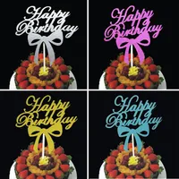 Cake Toppers Glitter Happy Birthday Paper Cards Banner Do Cup Cupcake Wrapper Pieczenia Kubek Tea Party Wedding Decoration Baby Shower
