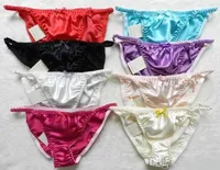 Ny fin 100% Silk Kvinnors Lady String Bikinis Panties Storlek: S M L XL XXL 8Piece / Lot