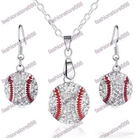 Kristall Baseball Anhänger Ohrringe Halskette Schmuck Sets Modesport Schmuck Beste Freund Geschenk für Teamclub Base Ball Liebhaber