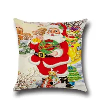 Feliz Navidad de alta calidad fundas de almohada regalos vendedores calientes árbol de Papá Noel muñeco de nieve de lino Prited Throw Covers