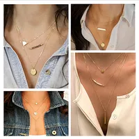 2015 nuovo modo caldo placcato oro fatima mano 3 strati catena bar collana perline e lunga striscia pendente collane gioielli