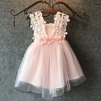2017 Los vestidos del tutú del cordón de la ropa de los bebés del abrazo del vestido de partido del verano visten los vestidos de seda del brote de los cequis de los niños de la princesa