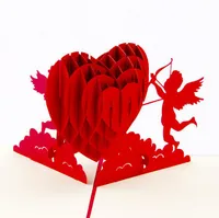 3D всплывающие карты карт ручной работы купидон сердца валентина годовщины рождения рождения рождественские свадьбы благословение открытка 10 шт. / Лот бесплатный корабль