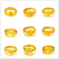 Online till salu Mode Kvinnors 24k Guldplatta Ring 10 stycken Massad stil, Dragon Sektion Hollow Gul Guldpläterade Ringar DFMKr1