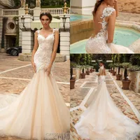 Sheer Back Mermaid Wedding Dresses Crystal Design Bridal Embellished Bodice Sleeveless Sweetheart Neckline Fit and Flare Wedding Gowns