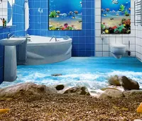 carta da parati del bagno Vista Mare Bagno della camera da letto 3D Miglioramento del Pavimento 3D