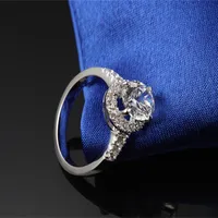 Test Positieve merkkwaliteit Ring 2CT Synthetische diamanten Forever Classic Moissanite Halo Ring Sterling Silver Engagement Sieraden