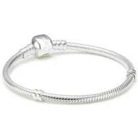 925 Sterling Silver plateó 3MM Snake Chain European Beads se adapta a pandora Bracelet Bangle necklace Chain con Logo 16CM-45CM