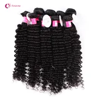 Commercio all'ingrosso 10bundles / lot 8A Virgin Brasilian Deep Wave Weaves 1b Natural Black Virgin Virgin Hair Wect per le donne