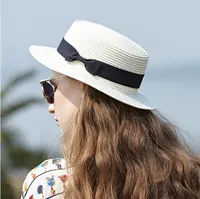 سترو أحد القبعات النسائية شقة الأعلى السفر عطلة نمط الشاطئ القبعات السوداء بووكنوت منتصف بريم الطواقي عارضة توبويرس