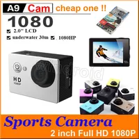Sports HD Action Camera Diving 30m 2 "140 ° Mètre Caméras imperméables 1080P Full HD SJCAM Casque Sous-marin Sport DV DVR DVR pas cher A9 50