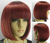 100% helt ny högkvalitativ modebild Full Lace WigsNew Sexy Ladies Girl Bob Short Dark Red Right Brown Full Wigs