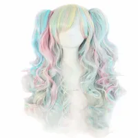 WoodFestival Double Ponytail clip parrucca parrucca ondulata lunghe parrucche per donna resistente al calore fibra capelli viola rosa bianco nero sintetico tre set