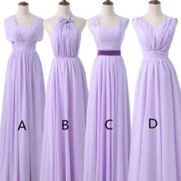Длинное платье для подружки невесты фиолетовый четыре стиля шифон плиссированные линии D'Honneur дешевые свадебные платья больших размеров платья выпускного вечера