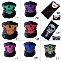 MOQ = 50 stks 25 * 49,5 cm Halloween schedel bandanas nek gezichtsmasker hoofddoek buisvormige multifunctionele sjaal naadloze tulband hoofdband Unisex 9 kleuren