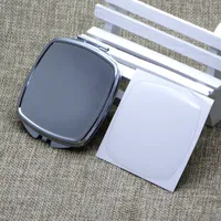 DIY 투명 수지 에폭시 스티커 # M057FY 무료 배송 빈 사각형 컴팩트 거울 실버 포켓 거울 접이식 미러