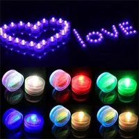 10 unids / lote Linternas Hermoso Romántico Romántico Impermeable LED LED Luz de Té Vacaciones Decoración de Boda Vela Multicolor Iluminación al aire libre