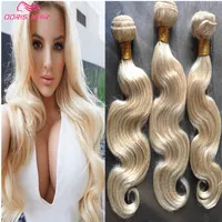 Lyxig blond 613 Färg Remy Hair Weave Bundlar Brasilianska Indiska Human Hair Wefts Body Wave Färgad Färgbar Gratis DHL