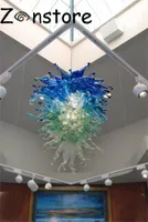 Прибрежный Круиз Chandelier- 100% ручная выдувные люстры из стекла Люстра Clear Green Blue Crystal LED источник света муранского стекла